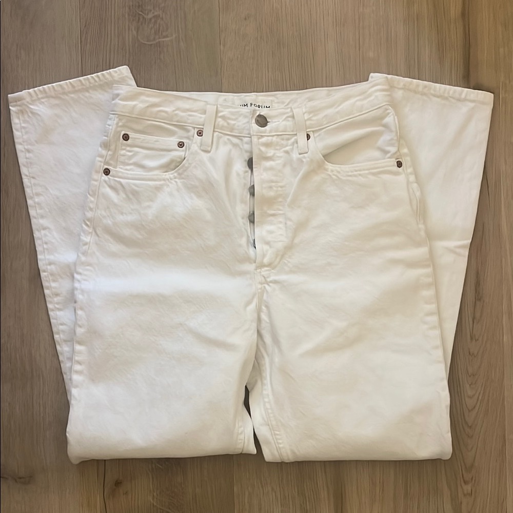 Denim Forum White Boyfriend Jeans Classic Style